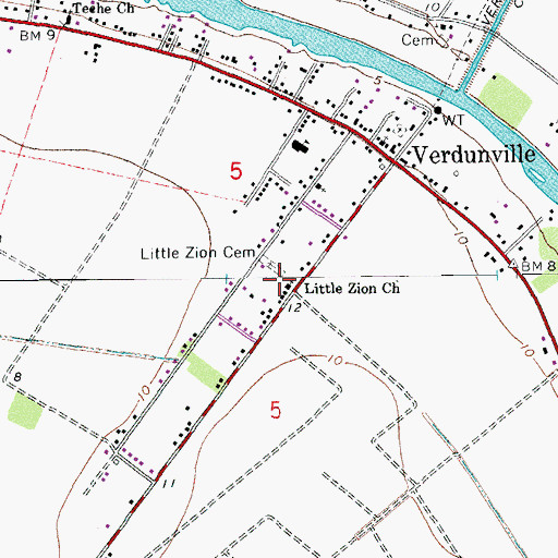 Topographic Map of Little Zion Church, LA