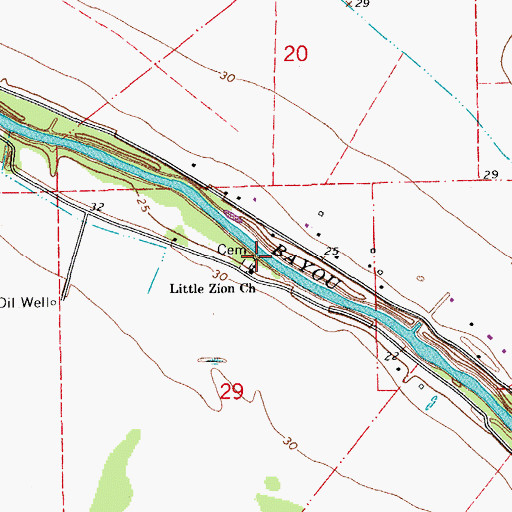 Topographic Map of Little Zion Church, LA