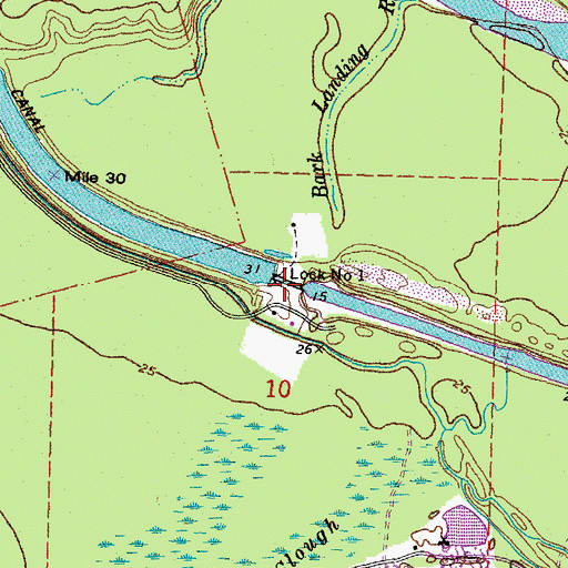 Topographic Map of Lock Number One, LA