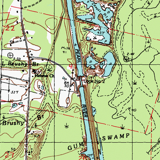 Topographic Map of Lock Number Two, LA