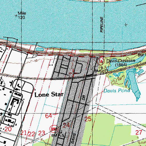 Topographic Map of Lone Star, LA