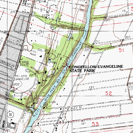 Topographic Map of Longfellow-Evangeline State Historic Site, LA