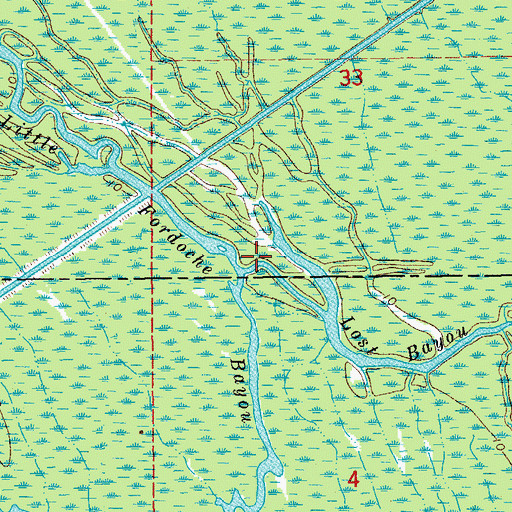 Topographic Map of Lost Bayou, LA