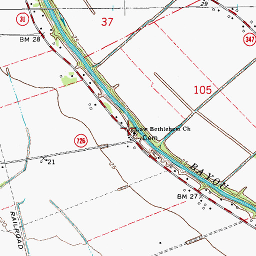 Topographic Map of Low Bethelehem Church, LA