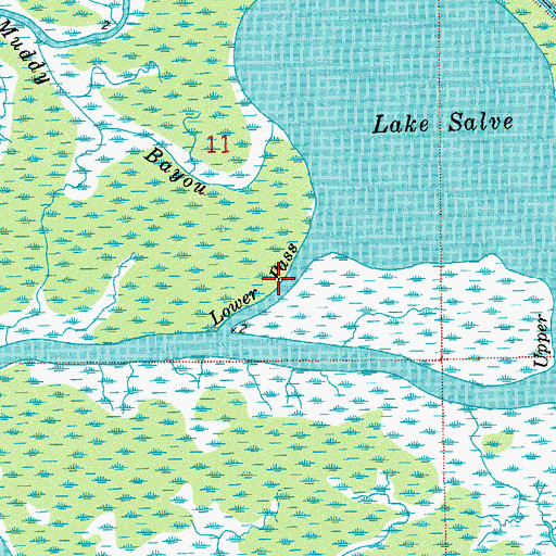 Topographic Map of Lower Pass, LA