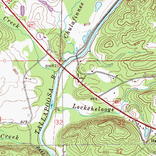 Topographic Map of Riddles Bridge, AL