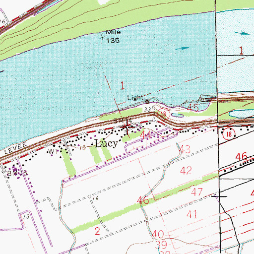 Topographic Map of Lucy, LA