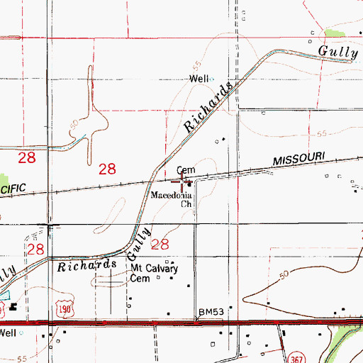 Topographic Map of Macedonia Church, LA