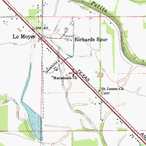 Topographic Map of Macedonia Church, LA