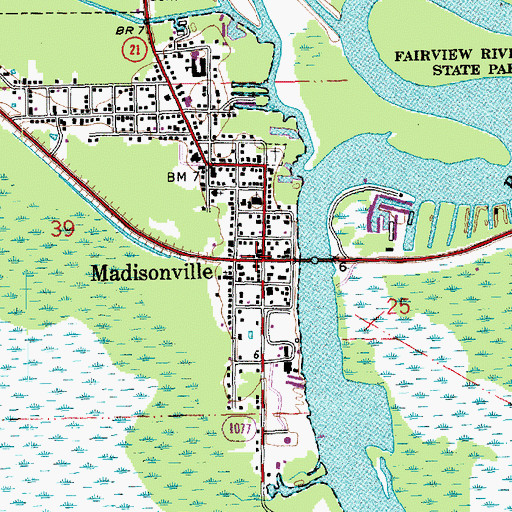 Topographic Map of Madisonville, LA