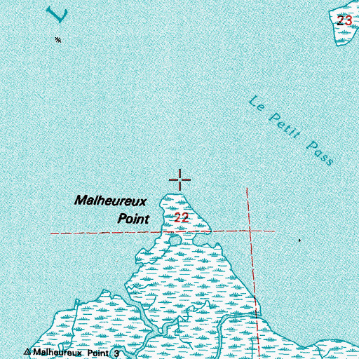Topographic Map of Malheureux Point, LA