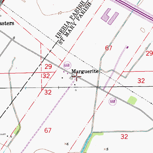 Topographic Map of Marguerite, LA