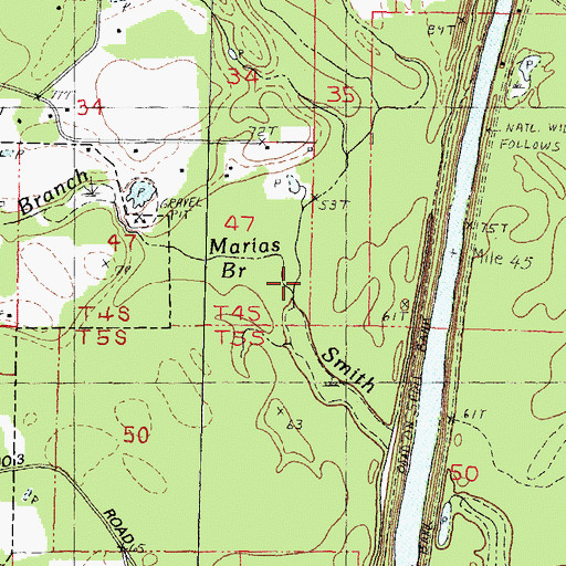 Topographic Map of Marias Branch, LA