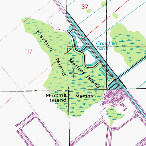 Topographic Map of Martins Island, LA