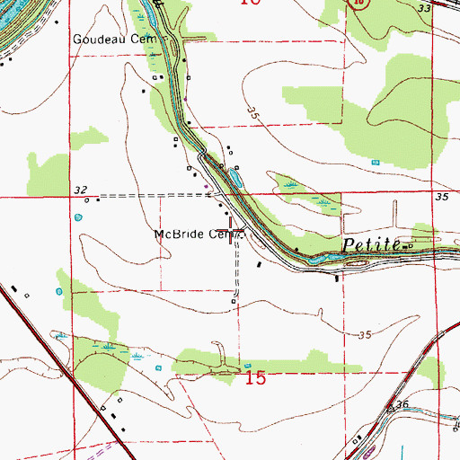 Topographic Map of McBride Cemetery, LA
