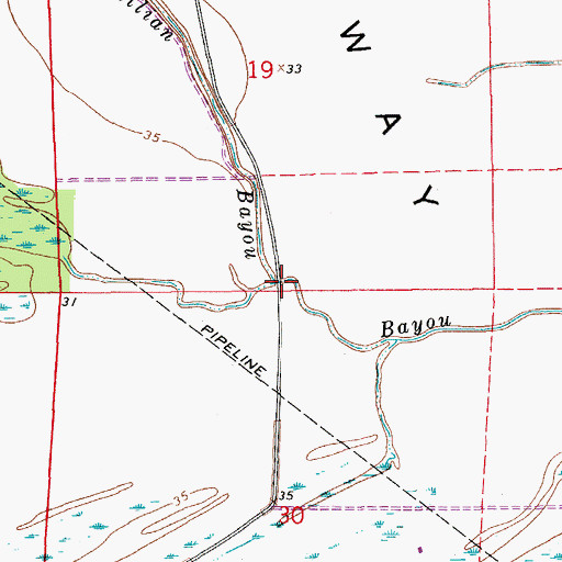Topographic Map of McMillian Bayou, LA