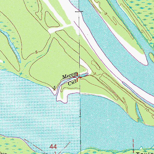 Topographic Map of Mecom Cut, LA