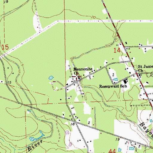 Topographic Map of Mennonite Church, LA