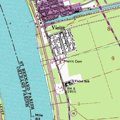 Topographic Map of Merrit Cemetery, LA