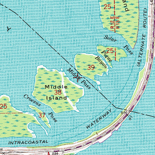 Topographic Map of Middle Pass, LA