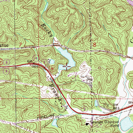 Topographic Map of Thomas Lake, AL