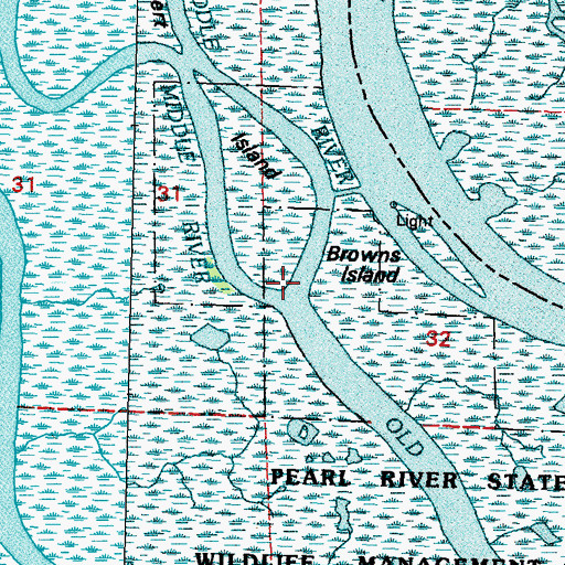 Topographic Map of Middle River, LA