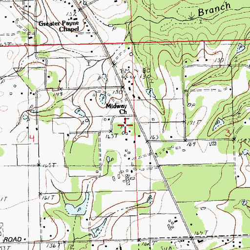 Topographic Map of Midway Church, LA