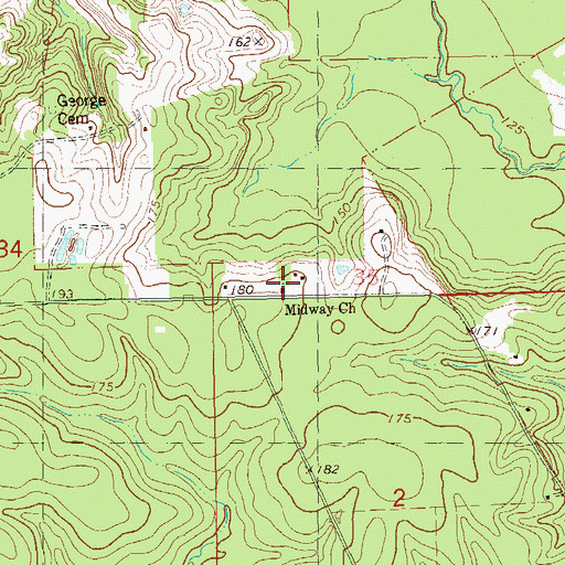 Topographic Map of Midway Church, LA