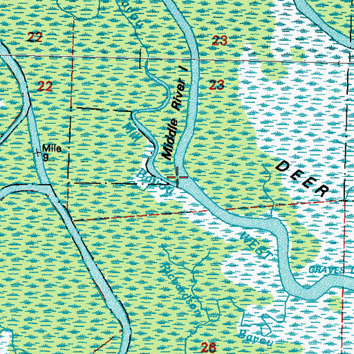 Topographic Map of Mill Bayou, LA