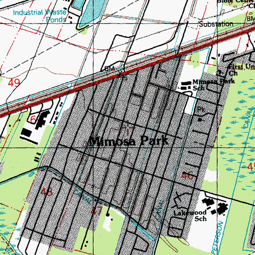 Topographic Map of Mimosa Park, LA