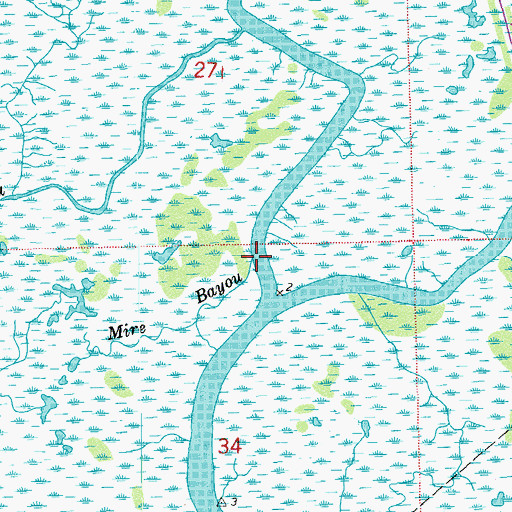Topographic Map of Mire Bayou, LA