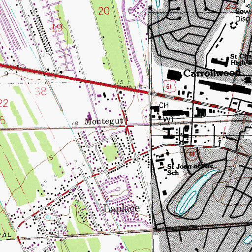 Topographic Map of Montegut, LA