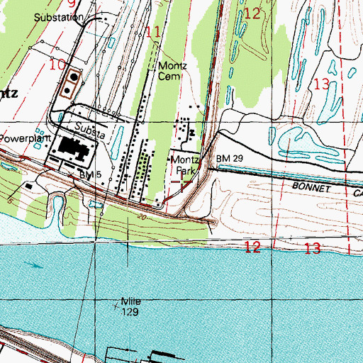 Topographic Map of Montz Park, LA
