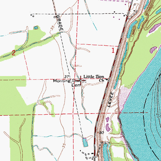 Topographic Map of Morning Star Cemetery, LA