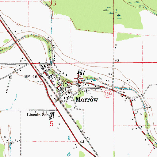 Topographic Map of Morrow, LA