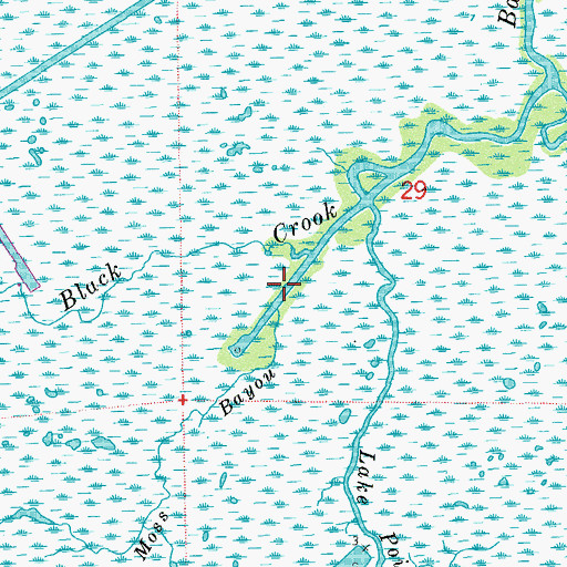 Topographic Map of Moss Bayou, LA