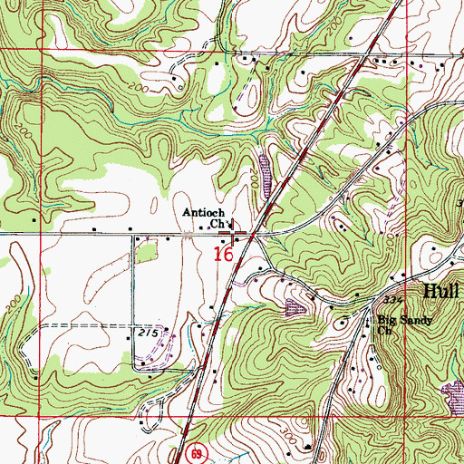 Topographic Map of Antioch School (historical), AL