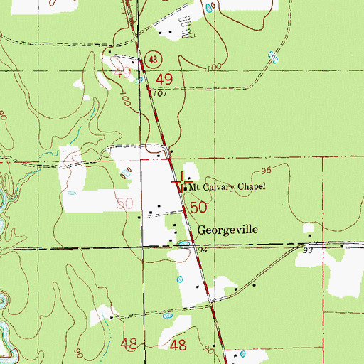 Topographic Map of Mount Calvary Chapel, LA
