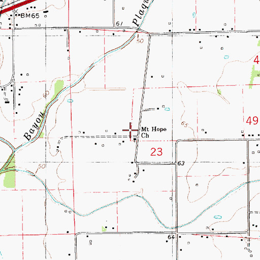 Topographic Map of Mount Hope Church, LA