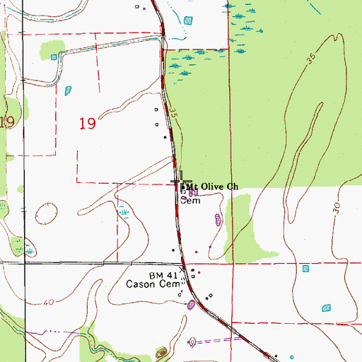 Topographic Map of Mount Olive Church, LA
