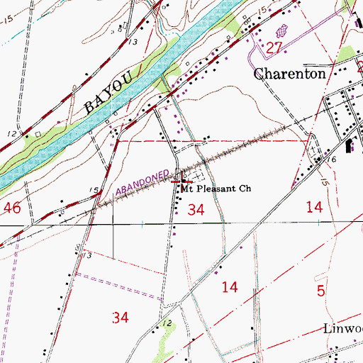 Topographic Map of Mount Pleasant Church, LA