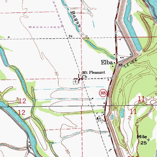 Topographic Map of Mount Pleasant Church, LA
