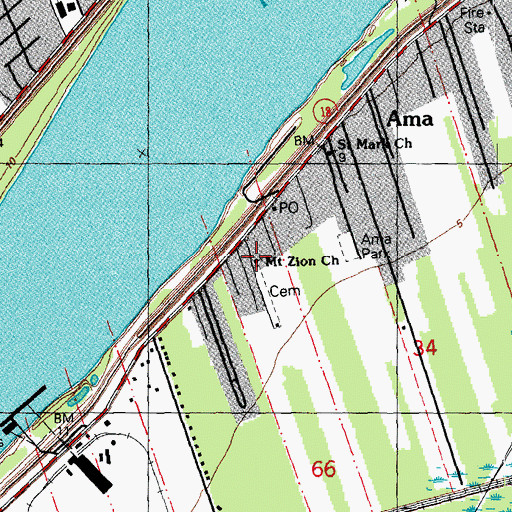 Topographic Map of Mount Zion Church, LA