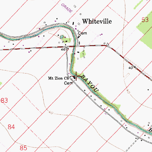 Topographic Map of Mount Zion Church, LA