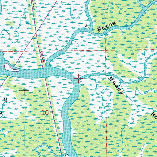 Topographic Map of Muddy Bayou, LA