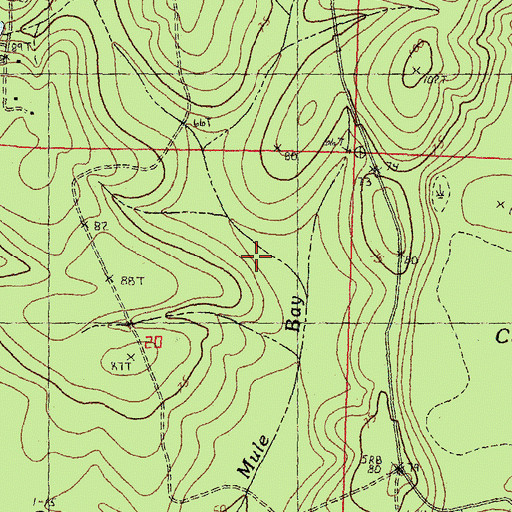 Topographic Map of Mule Bay, LA