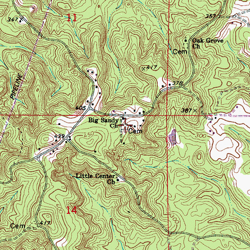 Topographic Map of Big Sandy Cemetery, AL
