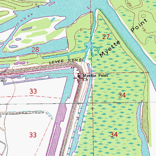 Topographic Map of Myette Point Church, LA
