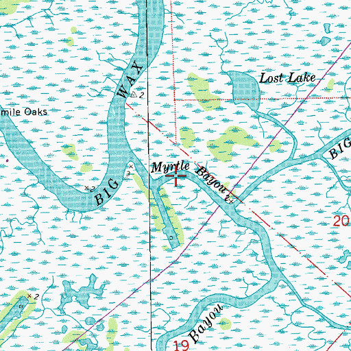 Topographic Map of Myrtle Bayou, LA