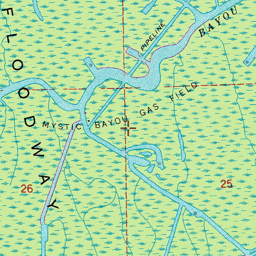 Topographic Map of Mystic Bayou Gas Field, LA
